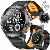 LIGE GPS Smartwatch Herren, Barometerdruck/Höhenmesser/Kompass, 1,43' AMOLED Smart Watch mit LED Taschenlampe/124 Sportmodi/10ATM/Bluetooth Anrufe/Gesundheitsmonitor für Android iOS, DM1-H
