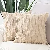 Madizz 2er Set Sanft Plüsch Kurze Wolle Samt Dekorativ Zierkissenbezüge Luxus Stil Kissenbezug für Sofa für Schlafzimmer Khaki 40x40 cm Quadrat