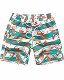 Domee Jungen Badehosen Badeshorts Schnelltrocknend Schwimmhose mit Netzfutter Verstellbarer Kordelzug Orange 152-158 (Herstellergröße 12)