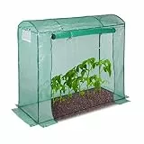 Relaxdays Tomatengewächshaus, rundes Dach, mit Tür, Tomatenhaus aus Stahl und Folie, UV-beständig, HBT: 170x80x200, grün