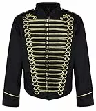 Ro Rox Herren Steampunk Napoleon Offizier Parade Jacke - Schwarz & Gold (Herren XXL)