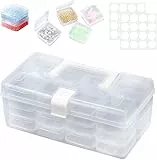 KYYGKY 32 Fächer Diamond Painting Aufbewahrungsbox Kunststoff Diamond Painting Zubehör Box mit Stickers Perlen Aufbewahrungsbox Diamant Stickerei Box Malerei Zubehör für DIY Basteln Schmuck Strass