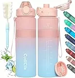 CodiCile Trinkflasche, BPA-frei, 1 Liter Trinkflasche Sport Auslaufsichere, Große Wasserflasche 1L Ideal für Fitnessstudio, Schule, Büro und Reisen (Pink Blau)