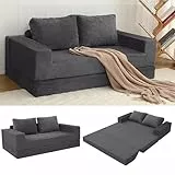 MeMoreCool Boneless Couch, Cord Faltbares Bodensofa mit Kissen, Ausziehbares Futon Schlafsofa, Bequemes Lounge-Sofa/Matratze/Gästebett für Wohnzimmer und Schlafzimmer, Grau