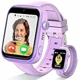 SWGOTA Smartwatch Kinder mit Videoanruf & GPS, Kinderuhr mit 5 Sportmodi, 820 mAh Hochkapazitätsakku, IP68 Kids Smartwatch Geschenke 4-12 Jahren (Lila)