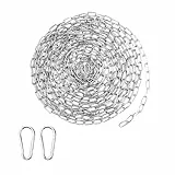 Edelstahlkette Meterware 1,5 mm, 6m Edelstahl Kette Mit Karabiner Stahlkette, Metall Kette Zum Aufhängen, Gliederkette Edelstahl Für Hundekette Ankerkette Wäschekette Schwenkkette
