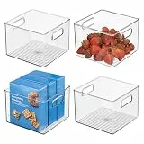 iDesign Cabinet/Kitchen Binz Aufbewahrungsbox, große Ordnungsbox aus Kunststoff, quadratisches 4er-Set Küchen Organizer, durchsichtig, 20-cm by 20-cm by 15-cm