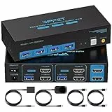CMSTEDCD HDMI KVM Switch 2 PC 2 Monitore 4K60Hz USB 3.0 KVM-Switches für Zwei Computer teilen sich Dual Monitor und Vier Peripheriegeräte Support Erweiterungsmodus & Kopiermodus mit Desktop-Controller