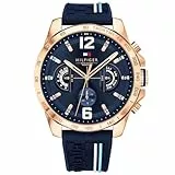 Tommy Hilfiger Multi Zifferblatt Quarz Uhr für Herren mit Marinblaues Silikonarmband - 1791474