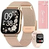 AIMIUVEI Smartwatch Damen, Fitnessuhr mit Telefonfunktion, Armbanduhr mit 120+ Sportmodi, 24H Pulsuhr SpO2, Schlafmonitor, Menstruationszyklus, Kalorien, Fitness Tracker Sportuhr Android iOS Roségold