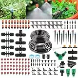 YAOBLUESEA 315PCS Bewässerung Garten Set 60+15M DIY Garten Bewässerungssystem Gartenbewässerung Pflanzen Bewässerungssystem Outdoor Gewächshaus Beregnungsanlage Garten Zubehör für BlumenRasen Terrasse