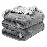 PETTOM wasserdichte Haustierdecke, Flauschig aus Sherpa Fleece, Beidseitige Decke für Sofa, 100 * 70cm, Grau