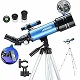 AOMEKIE Teleskope für Erwachsene Astronomie Anfänger 70mm/400mm Kinder Teleskop mit Handy-Adapter Stativ Finderscope Erect-Image Diagonal und Mondfilter
