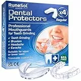 Runesol Aufbissschiene gegen Zähneknirschen, 4 x Normal, Zahnschiene Knirschen, Knirscherschiene für Nacht, Beissschiene für Bruxismus, Mouth Guard, Schiene, Schnarchschiene