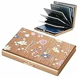 BONSYL® Kreditkartenetui, RFID Blockierung Schlankes Metall Kreditkartenetui Geldbörsen mit 6 Kartenfächer für Damen und Herren.(6 Karten/RoséGold/Blume)
