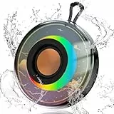 QXUFV Kabelloser Tragbarer Bluetooth Lautsprecher mit LED, IPX6 Wasserdicht, TF-Karten Slot, Trageschlaufe, HD Stereo Sound, Starker Bass, Lange Akkulaufzeit, Perfekt für Outdoor, Party, Reisen