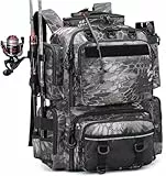 BlesMaller 50L Angelrucksack mit Rutenhaltern Angeltasche wasserabweisend Angel Rucksack für Angelausrüstung (Ohne Köderbox)