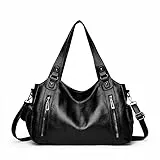 GSenhui Handtasche Vintage City Bag Tote Bag Damen Große Schultertasche PU Leder Uni Tasche Punk-Stil Umhängetasche Slouchy Braune für Schule Reisen