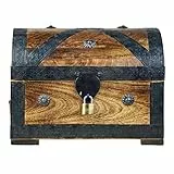 Brynnberg Holztruhe mit Deckel - Vintage Schatztruhe mit Schloss - 24x16x16cm Massivholz Kiste für Geschenke, Aufbewahrung, Deko - Piraten Schatzkiste im Kolonialstil