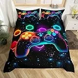 Homewish Gamer Bettwäsche 135x200 Jungen,Gaming Bettwäsche-Set für Kinder Teenager Spiele Enthusiast,Farbe Gamepad Bettbezug Moderne Modisch Sternenhimmel Gedruckt Spielzimmerdeko Bettwäscheset Weich