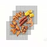 Grillmatten Set 42 * 36cm, 4 Stück Gitter Grillplatte, Teflon Grillmatte antihaft in Schwarz für Gasgrill, Holzkohlegrill, Elektrogrill, Luftfritteuse