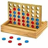 VingaHouse Vier gewinnt Holz, Kinder Brettspiel,4 in Einer Reihe Reihe Vertikales Brettspiel, Strategiespiel für 2 Spieler,Pädagogische Spielzeuggeschenke für Kinder geeignet（Retro-Version aus Holz）
