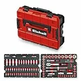 Original Einhell E-Case 92-tlg. Werkzeugkoffer Werkstatt (Werkstattausstattung, KFZ-Stecknüsse, Bit-Zubehör, Stecknuss-Set, Umschaltknarren, Sechskant-Stiftschlüssel, Systemkoffer)