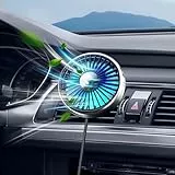 xuenair 5V USB-Autoventilator für Auto, SUV, Wohnmobil & Pickup, Mini-Autoventilator mit bunter Beleuchtung, 3 Geschwindigkeiten – leiser Idealventilator für FREE NOW, Uber, Bolt & Taxifahrer