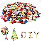1000 Stück Bunte Knöpfe zum Basteln, 2 und 4 Löcher Runde Bastelknöpfe aus Harz, Knöpfe Klein, Durchmessern von 0,9 cm Bis 1,5 cm, Bunt Knopfe, Ideal zum Nähen, Basteln und Verzieren von Accessoires