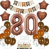 Haosell 80. Geburtstag Luftballons, 26 Stück, Braun, Beige, Ballonsatz, Geburtstagsdeko, Erwachsene, 80. Geburtstag, Partygäste, Unisex