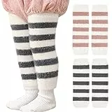 XEPST Packung mit 4 Kleinkind-Baby-Beinwärmer, Streifen lange Beinwärmer Kniestrümpfe Knieschützer Beinärmel für Babykinder Kleinkinder Mädchen und Jungen 0-5 Jahre, Einheitsgröße(Grau + Rosa)