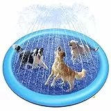 Peteast Hundepool für Große & Kleine Hunde & Kinder 67' Faltbarer Splash Sprinkler Pad, 0.58mm Verdickt Anti-Rutsch Hunde Wasserspielzeug, Umweltfreundlich Langlebig Planschbecken Hund