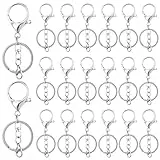 Yolev 20 Stück Schlüsselanhänger Basteln Set Schlüsselanhänger Ring，Schlüsselring mit Kette, Schlüsselringe 25mm für Schlüssel DIY Schmuckherstellung (Silber)