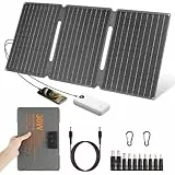 【Solar Ladegerät 30W 18V Kit】 KWODE 30W Solarpanel Faltbar Camping Tragbares, ETFE IP67 Faltbares Solar Panel, DC+USB 3.0+Type-C, Solarladegerät Solar Powerbank für Netzstation Handy Tablette Wandern