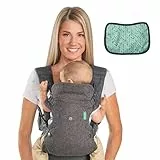 Infantino Flip Advanced 4-in-1 Babytrage mit Lätzchen, Ergonomisch, Umwandelbar, mit Blickrichtung Nach Innen und Außen, Vorne und Hinten Tragbar für Neugeborene bis Kleinkinder von 3,6-14,5 kg, Grau