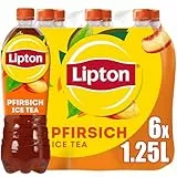 Lipton Ice Tea Peach, Eistee mit Pfirsich Geschmack, EINWEG (6 x 1.25L) (Verpackungsdesign kann abweichen)
