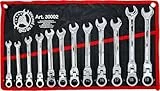 BGS Diy 30002 | Ratschenring-Maulschlüssel-Satz | flexible Köpfe | SW 8 - 19 mm | 12-tlg.