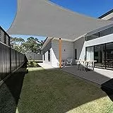 Ankuka Sonnensegel Wasserdicht 3x5m Grau Sonnensegel Rechteckig mit Seile 98% UV Schutz Geeignet für Garten Terrasse und Camping