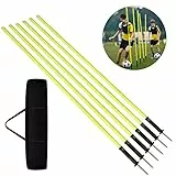 Aufun Slalomstangen Set 180cm, 6er-Set Trainingsstangen mit Stahlspitzen und Tragetasche, Agilität Stangen für Agility- &Koordinationstraining – für Fußball & Hundesport (1.8M)
