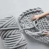 FIYSON Armstricken Wolle 500g/25m,Chunky XXL Wolles zum Handstricken,Chunky Yarn Schlauchgarn Häkelwolle,Bulky Armstricken Isländische Wolle, für Anfänger,Decken,Tasche,Handstrickgarn (Dunkelgrau)