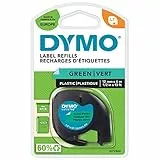 DYMO Original LetraTag Etikettenband | schwarz auf grün | 12 mm x 4 m | selbstklebendes Kunststoffetiketten | für LetraTag-Beschriftungsgerät