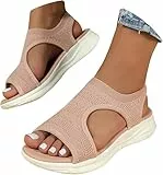 Bequeme Sandalen Damen - Bequem Waschbare Slingback Wandern Slides Sandals mit Weiche Fussbett - Outdoor Wassersandalen Casual Strick Plateau Sandalen Sommerschuhe Frauen