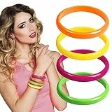 Boland 64454 - Armbänder Rave, 4 Stück, Armreifen, Armkette, 80er Jahre, Disco, Skater Girl, Mottoparty, Mitgebsel, Karneval