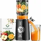 LINKChef Entsafter Slow Juicer Elektrisch |200W Kaltentsafter für ganze Früchte & Gemüse |115 mm Große Öffnung | BPA-freie Saftpresse mit Blitzreinigung & Leichter Montage |Inkl. Saftrezepte |Schwarz