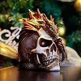 Tuzsocr Kreative Totenkopf-Drachen-Skulptur, Schreibtisch-Totenkopf-Ornament, originelle Totenkopf-Statue, Sammelfiguren, Halloween-Totenkopf-Ornament, makabre Heimdekoration, gegossen aus feinstem
