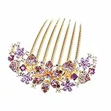Lurrose Haarkamm Schmuck Elegante Blume Kopfschmuck Zubehör Kristall Haarschmuck (Lila)