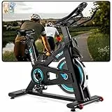 Wenoker Heimtrainer Fahrrad, Leises Hometrainer Ergometer mit LCD-Monitor, Hometrainer Fahrrad mit Tablet-Halter, Spinning Bike Indoor für Kardio-Training zu Hause, Bis 140KG