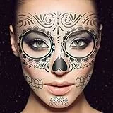 Frcolor 2Pcs temporäre Skelett Tattoos Tag der Toten liefert wasserdichte Gesicht Tattos für Halloween