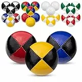 Juggle Dream 3X Pro Thud Jonglierbälle - Set mit 3 professionellen Jonglierbällen mit kostenlosem Online-Lernvideo, perfekt für Anfänger und Experten (Schwarz/Blau, Schwarz/Rot, Schwarz/Gelb)