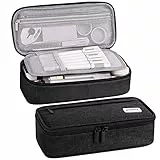 WEMATE Großes Federmäppchen, ästhetisch, großes Fassungsvermögen, Leinen-Federmäppchen mit Reißverschluss, Schwarz , Taschen-Organizer